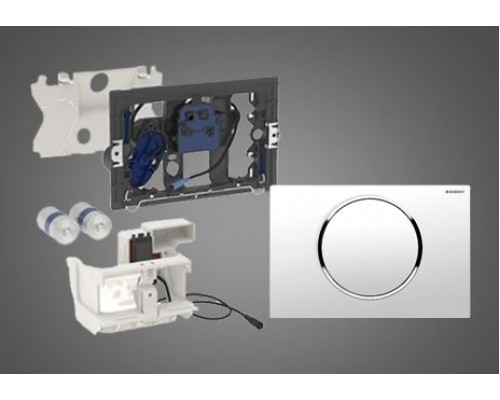 Клавиша смыва Geberit Sigma Type 10, бесконтактная, сенсорная, для унитаза, 3В, двойной смыв, пластик, черный/глянцевый хром, 115.908.KM.1