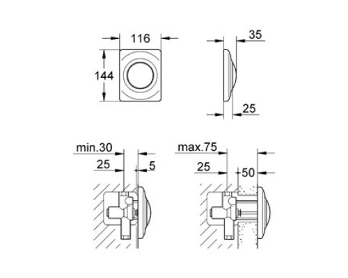 Кнопка для инсталляции Grohe Surf 37018000, хром