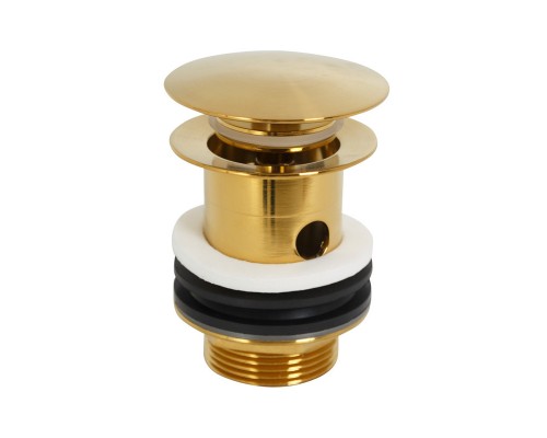 Донный клапан Cezares Eco, для раковины, с переливом, click-clack, брашированное золото, ECO-SAT-BORO