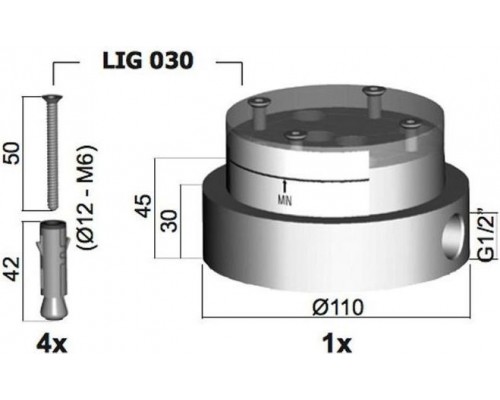 База Paffoni Light LIG030 для установки напольного смесителя