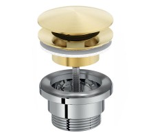 Донный клапан для раковины Jacob Delafon Nouvelle Vague E30536-BGG, с системой "клик-клак", универсальный, глянцевое золото