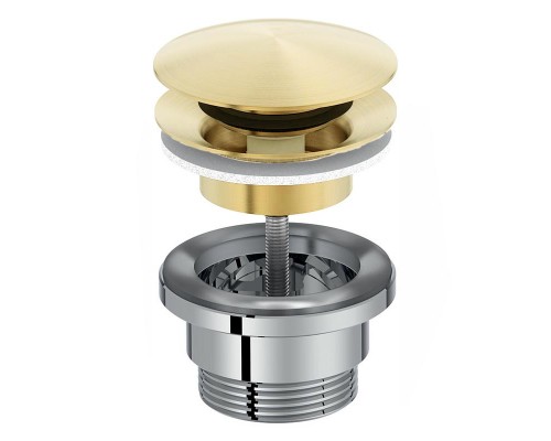 Донный клапан для раковины Jacob Delafon Nouvelle Vague E30536-BGG, с системой "клик-клак", универсальный, глянцевое золото