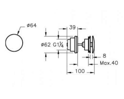 Донный клапан Vitra Origin A4514926 6.4 x 6.4 x 10 см, универсальный, медь