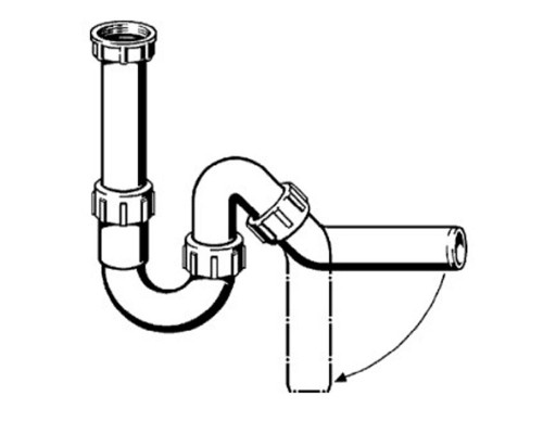 Сифон для раковины/мойки трубный Viega мод. 7985.20, с универсальным выпуском, 102821