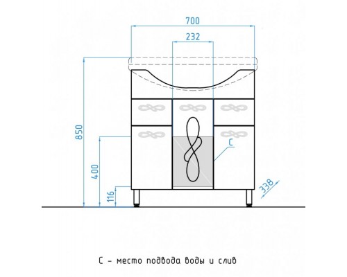 Тумба под раковину Style Line Венеция 75 ЛС-00000255, 75 см, напольная, белая