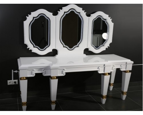 Стол с зеркалом Belux Кастилия СВ170-03, 170 х 55.4 х 167.1 см напольная, белый глянцевый поталь золото