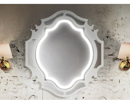 Зеркало Belux Кастилия В 90 с LED подсветкой, белый глянцевый