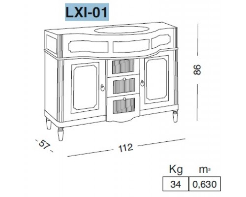 Комплект мебели Eurodesign Luigi XVI Композиция № 6, Avorio patianato/айвори, Luigi XVI_COMP. N. 6_Avorio patianato