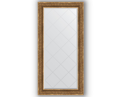 Зеркало с гравировкой в багетной раме Evoform Exclusive-G BY 4293 79 x 161 см, вензель серебряный