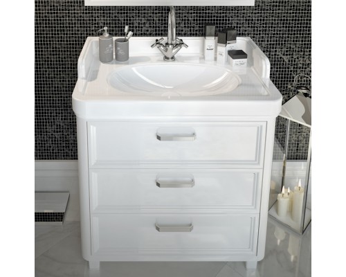 Комплект мебели Kerama Marazzi Pompei 80 см, белый глянцевый, PO.wb.80/PO.80.3.WHT/PO.mi.80.WHT