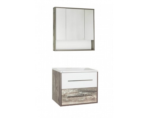 Зеркало-шкаф Style Line Экзотик 80 ЛС-00000399, 80 см, подвесное, древесина/белое