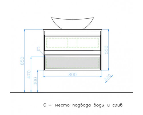 Тумба под раковину Style Line Монако 80 ЛС-00000635 Plus, 80 см, подвесная, ориноко/белый лакобель