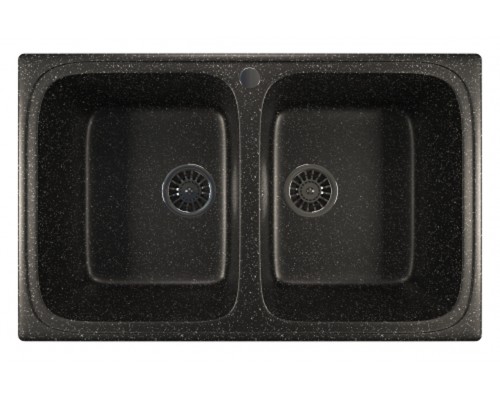 Кухонная мойка Mixline ML-GM23 (308), врезная сверху, цвет - черный, 77.5 х 50.5 х 20 см