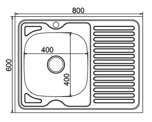 Кухонная мойка Mixline 528180/528181, накладная с сифоном, лев вып/прав вып 3 1/2", 80 х 60 х 18 х 0.8 см