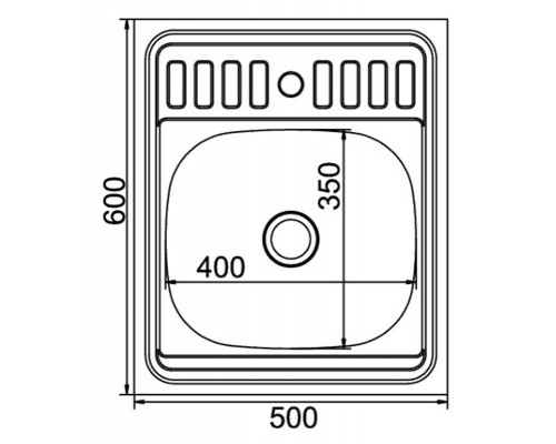 Кухонная мойка Mixline 527966 накладная, вып 1 1/2", 50 х 60 х 16 х 0.4 см