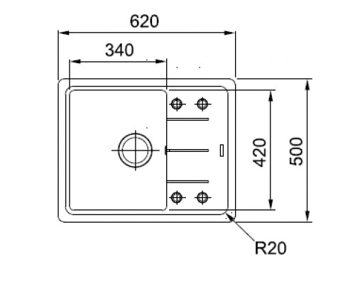 Мойка Franke BASIS BFG 611 C, 114.0280.850, гранит, установка сверху, оборачиваемая, цвет белый, 62*50 см