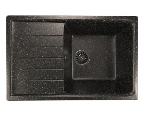 Кухонная мойка Mixline ML-GM19 (308), врезная сверху, цвет - черный, 75 х 49.5 х 20 см