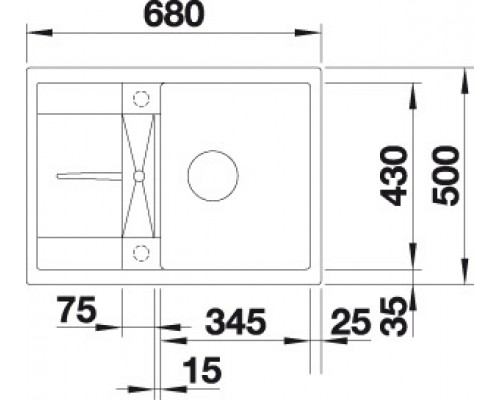 Мойка Blanco Metra 45S Compact, 519573, темная скала, SILGRANIT, 68 x 50 x 19 см