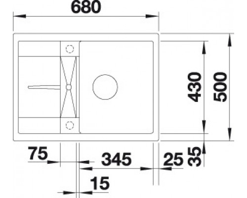 Мойка Blanco Metra 45S Compact, 519576, белый, SILGRANIT, 68 x 50 x 19 см