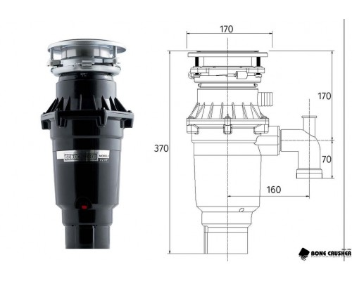 Измельчитель пищевых отходов бытовой BoneCrusher, ВС810-SL Slim Line