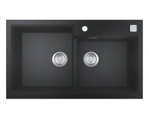 Мойка кухонная из искусственного гранита Grohe K500, 31649AP0, 86 x 50 см, с корзинчатым фильтром и донным клапаном, черный гранит