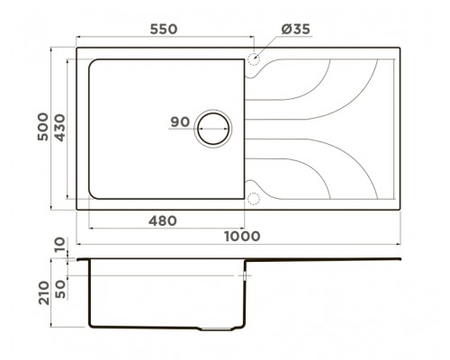 Мойка кухонная Omoikiri Yasugata 100-BL, черный, 4993844