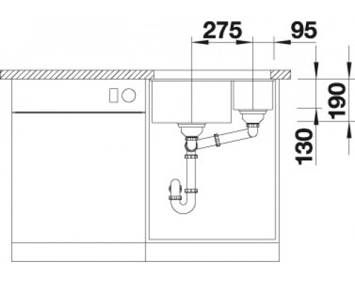 Мойка Blanco Subline 340/160-U 523550, алюметаллик