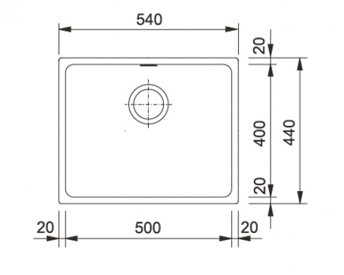 Мойка Franke KUBUS KBG 110-50, 125.0176.650, гранит, нижняя установка, цвет белый, 54*44 см