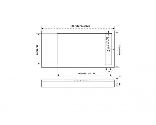 Поддон литьевой Bas Stella, 100 x 80 см, графит, ЛП00134