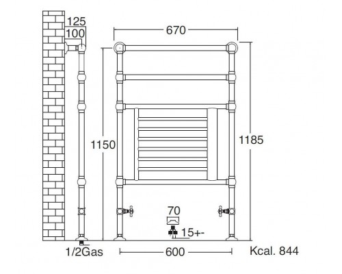 Полотенцесушитель Sbordoni SBSPAV4/GR/2ON 60 x 118.5 см, цвет латунь