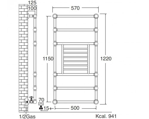 Полотенцесушитель Sbordoni SBSPAR6/GR/1ON 50 x 122 см, цвет латунь