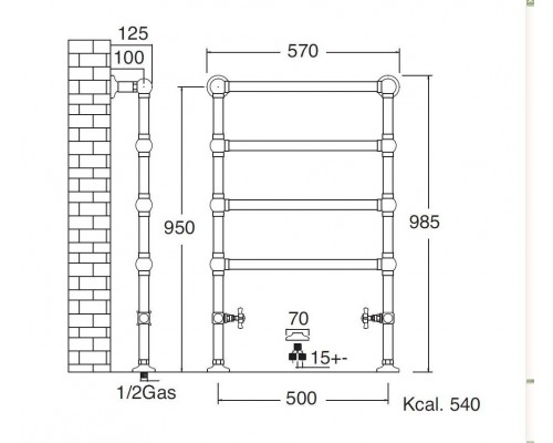 Полотенцесушитель Sbordoni SBSPAV4/1NI 50 x 98.5 см, цвет никель