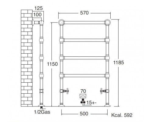 Полотенцесушитель Sbordoni SBSPAV4/3OL 50 x 118.5 см, цвет глянцевая латунь