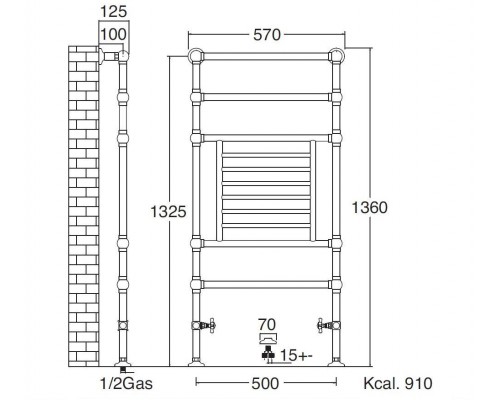 Полотенцесушитель Sbordoni SBSPAV5/GR/1BR 50 x 136 см, цвет бронза