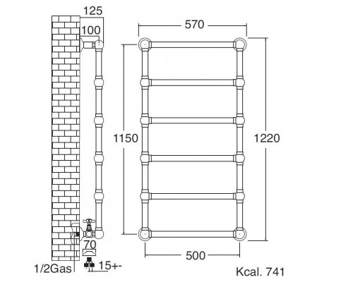 Полотенцесушитель Sbordoni SBSPAR6/3CR 50 x 122 см, цвет хром