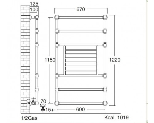 Полотенцесушитель Sbordoni SBSPAR6/GR/2CR 60 x 122 см, цвет хром