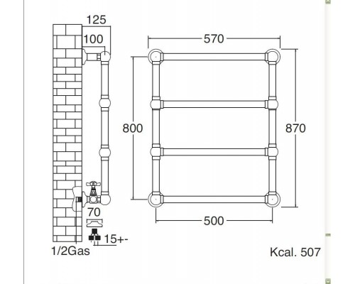 Полотенцесушитель Sbordoni SBSPAR4/2BR 50 x 87 см, цвет бронза