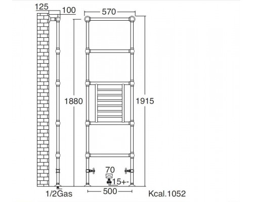 Полотенцесушитель Sbordoni SBSPAV5/DGRON 50 x 191.5 см, цвет латунь