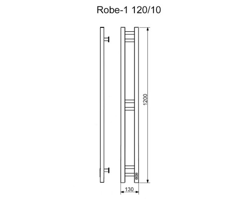 Электрический полотенцесушитель Ника Robe-1, ширина 10 см, высота 20 см, хром