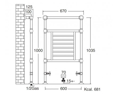 Полотенцесушитель Sbordoni SBSPAV3/GR/2OL 60 x 103.5 см, цвет глянцевая латунь