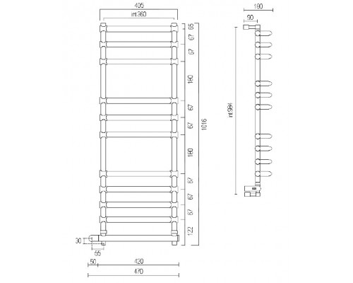 Полотенцесушитель электрический Margaroli 534-11 Box 5344711CRNB, высота 101.6 см, ширина 47 см, хром