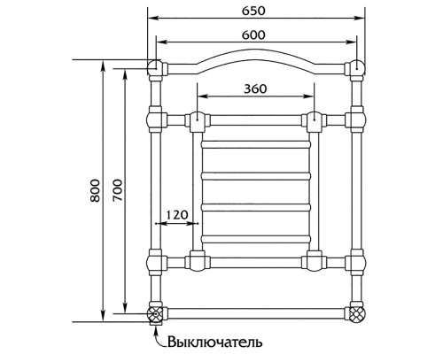 Полотенцесушитель Migliore Edward DX ML.EDW-EL.501, 60 x 80 см электрический, хром, провод справа