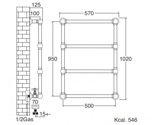 Полотенцесушитель Sbordoni SBSPAR4/4BR 50 x 102 см, цвет бронза