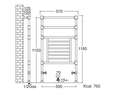 Полотенцесушитель Sbordoni SBSPAV4/GR/1BR 50 x 118.5 см, цвет бронза