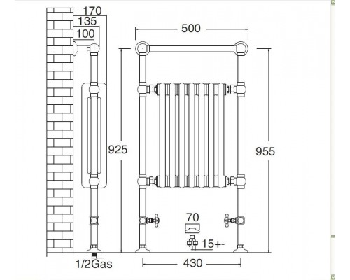 Полотенцесушитель Sbordoni SBSPAV3/1GON 43 x 95.5 см, цвет латунь