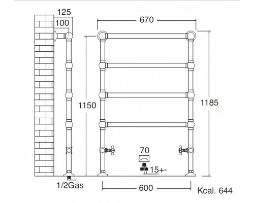 Полотенцесушитель Sbordoni SBSPAV4/4OL 60 x 118.5 см, цвет глянцевая латунь