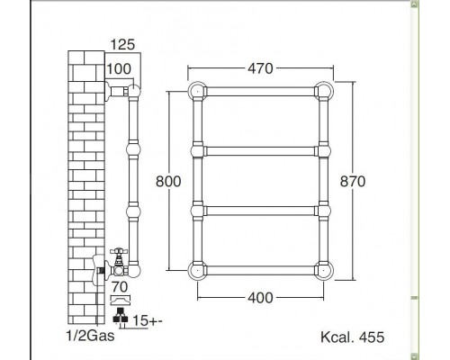 Полотенцесушитель Sbordoni SBSPAR4/1OL 40 x 87 см, цвет глянцевая латунь