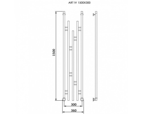 Полотенцесушитель водяной Ника Art, высота 150 см, ширина 30 см, хром, АРТ-4 1500/300