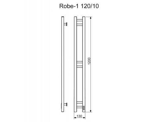 Электрический полотенцесушитель Ника Robe-1, ширина 10 см, высота 20 см, подключение справа, черный матовый