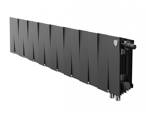 Радиатор биметаллический Royal Thermo Piano Forte 200 VDR Noir Sable 16 секций, нижнее правое подключение, черный, НС-1346008